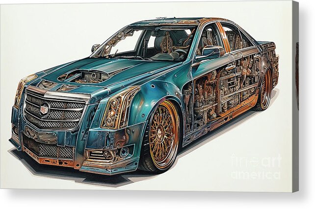 Cadillac Acrylic Print featuring the drawing Car 1805 Cadillac CT4 by Clark Leffler