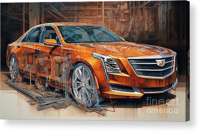 Cadillac Acrylic Print featuring the drawing Car 1806 Cadillac CT6 by Clark Leffler