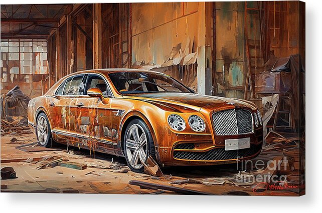 Bentley Acrylic Print featuring the drawing Car 2223 Bentley Flying Spur Speed by Clark Leffler