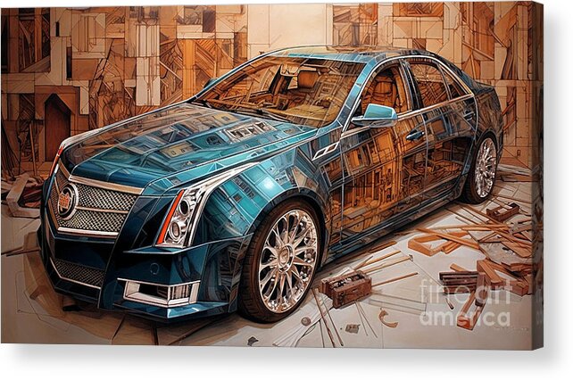 Cadillac Acrylic Print featuring the drawing Car 2241 Cadillac CTS by Clark Leffler