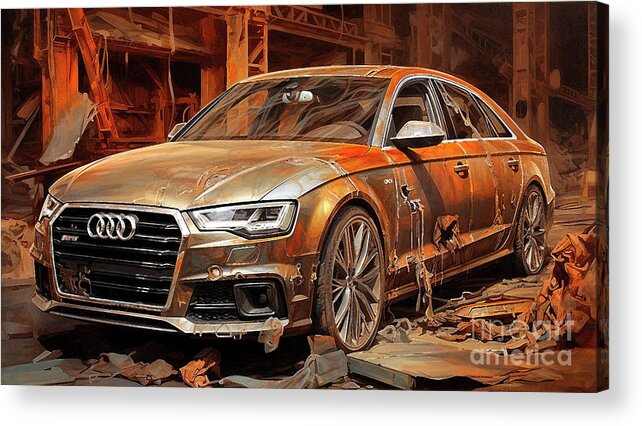 Audi Acrylic Print featuring the drawing Car 2637 Audi A6 by Clark Leffler
