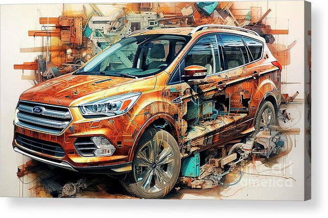 Ford Acrylic Print featuring the drawing Car 2749 Ford Escape by Clark Leffler