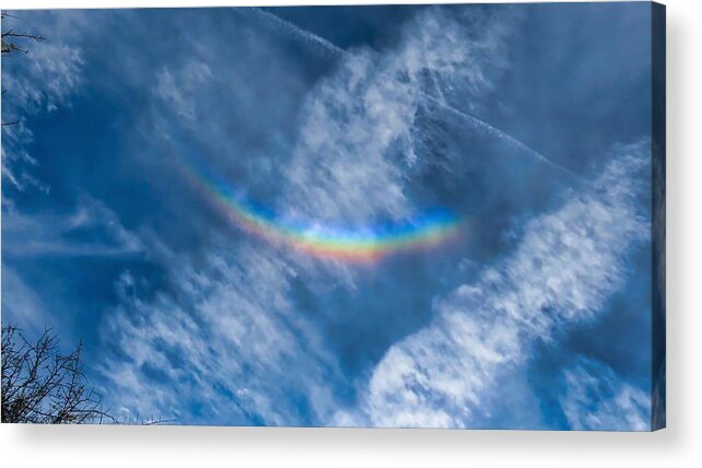 Radiant Acrylic Print featuring the photograph Circumzenithal Arc and Contrail by Judy Kennedy
