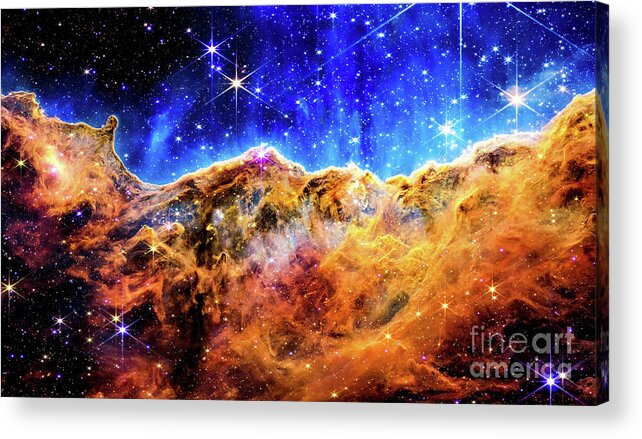 Astronomy Acrylic Print featuring the photograph Cosmic Cliffs in the Carinae Nebula in High Definition  by M G Whittingham