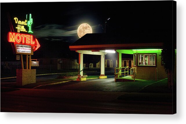 Desert Hills Acrylic Print featuring the photograph Desert Hills Motel by Micah Offman