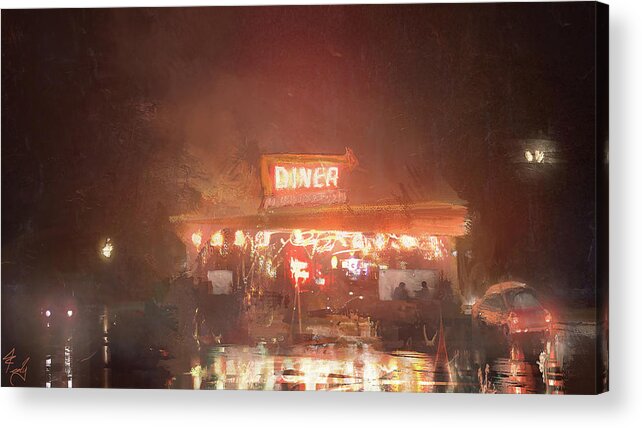 Diner Acrylic Print featuring the painting Diner by Joseph Feely