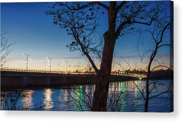 Bridge Acrylic Print featuring the photograph End of the day on Ottawa River by Tatiana Travelways