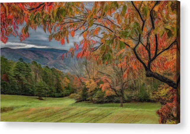 Cades Cove Acrylic Print featuring the photograph Fall in the Cove, Stylized by Marcy Wielfaert