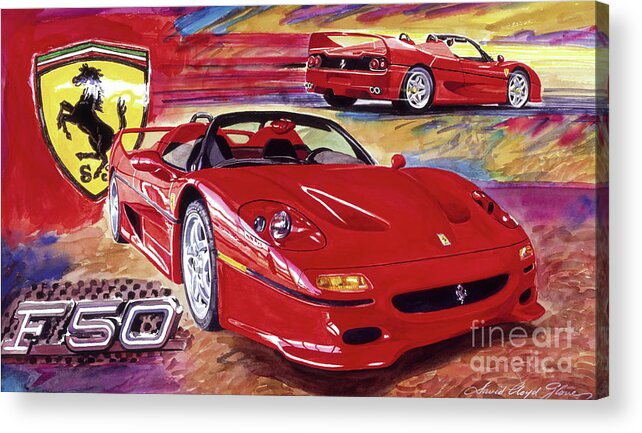 Ferrari Acrylic Print featuring the painting Ferrari F50 by David Lloyd Glover