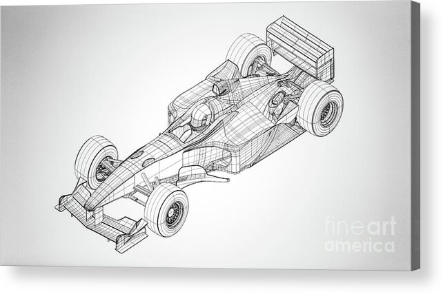 Ferrari Acrylic Print featuring the drawing Ferrari Formula F1 Original Blueprint 2000 by M G Whittingham