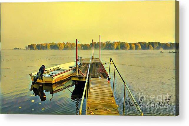 Mississippi River Acrylic Print featuring the painting Fishing Boat by Marilyn Smith