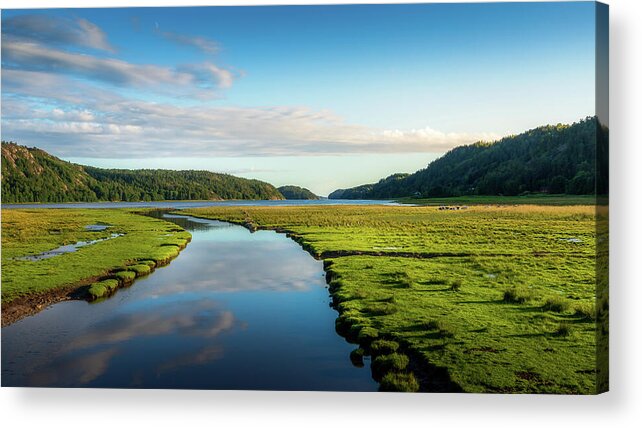 Sunset Acrylic Print featuring the photograph Fjord Landscape In Sunset by Nicklas Gustafsson