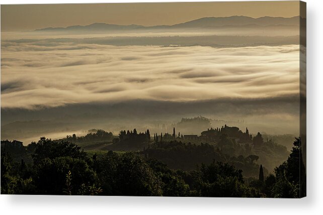  Acrylic Print featuring the photograph Fog blanket at sunrise by Ioannis Konstas