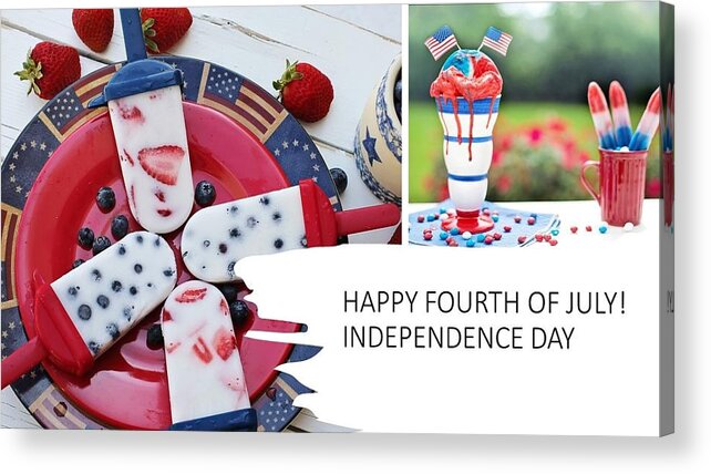4th Of July Acrylic Print featuring the mixed media Fourth of July Picnic by Nancy Ayanna Wyatt
