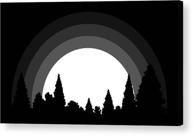 Glow Acrylic Print featuring the digital art Full Moon Trees Silhouette by Pelo Blanco Photo