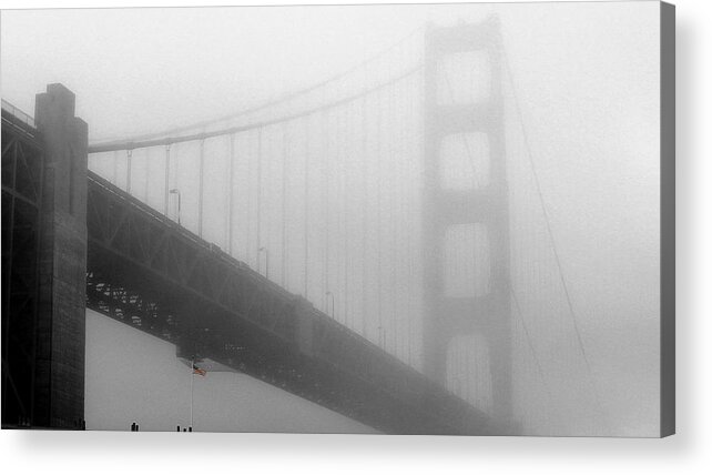Bridge Acrylic Print featuring the photograph Golden Gate in Black and White by Carol Jorgensen