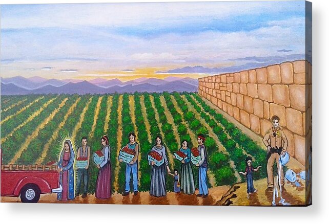 Guadalupe Acrylic Print featuring the painting Guadalupe is with Them by James RODERICK