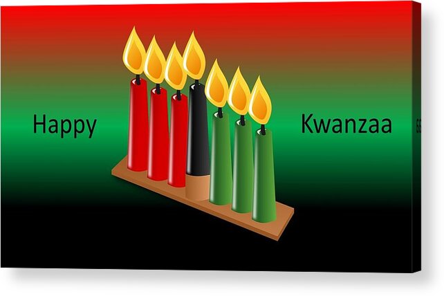 Kwanzaa Acrylic Print featuring the mixed media Happy Kwanzaa by Nancy Ayanna Wyatt