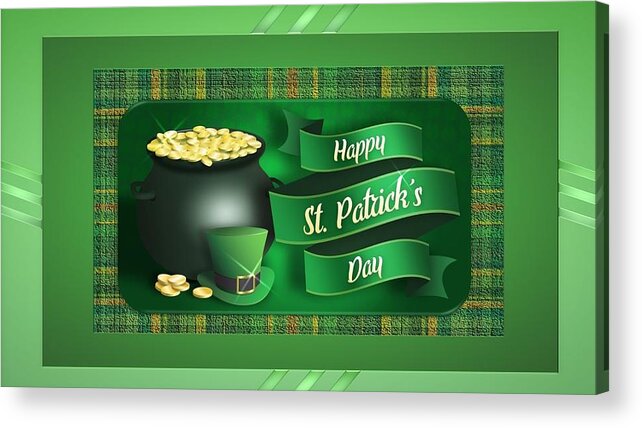Happy Acrylic Print featuring the mixed media Happy St. Patrick's Day by Nancy Ayanna Wyatt
