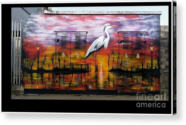Heron Acrylic Print featuring the painting Heron Sunset by Colin O neill