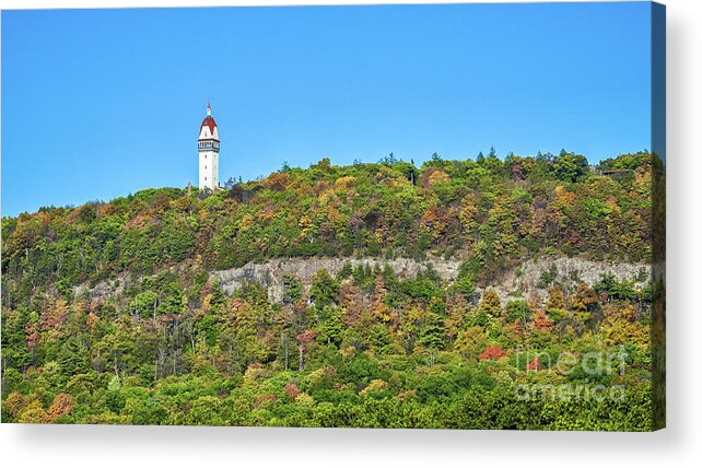 Talcott Mountain State Park Acrylic Print featuring the photograph Heublein Tower in the Fall by Lorraine Cosgrove