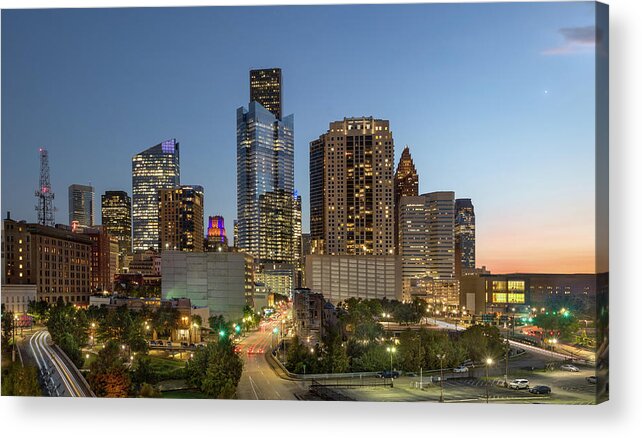 Cityscape Acrylic Print featuring the photograph Houston's Night Skyline by James Woody