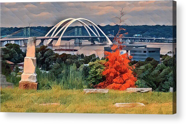 I-74 Acrylic Print featuring the photograph I-74 Bridge from Cemetery by Farol Tomson