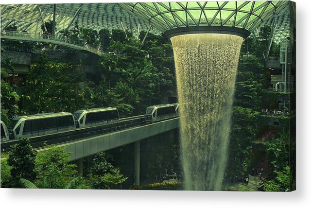 Singapore Acrylic Print featuring the photograph Indoor Waterfall by Robert Bociaga