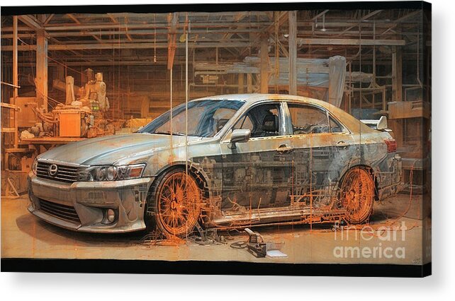 Vehicles Acrylic Print featuring the drawing JDM Car 961 Toyota Altezza Lexus IS  by Clark Leffler