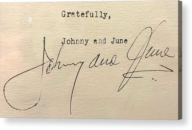 Autograph Acrylic Print featuring the photograph Johnny and June by Lee Darnell