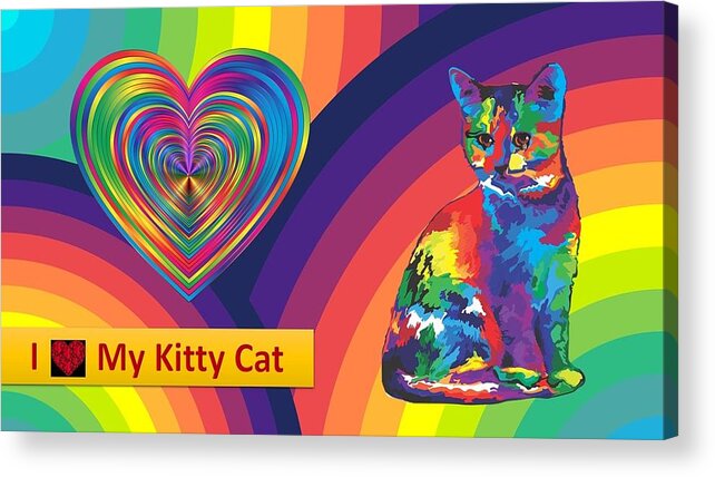 Cats Acrylic Print featuring the mixed media Kids Love Kitties by Nancy Ayanna Wyatt