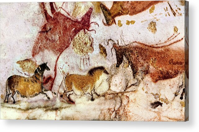 Lascaux Acrylic Print featuring the digital art Lascaux two Horses and Cows by Weston Westmoreland