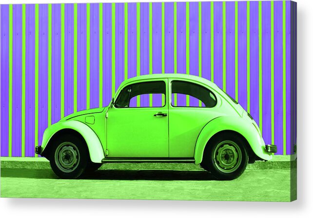 Car Acrylic Print featuring the photograph Lime Green Bug by Laura Fasulo