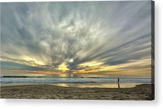 Moody Acrylic Print featuring the photograph Lone Beach Walk by Brian Eberly