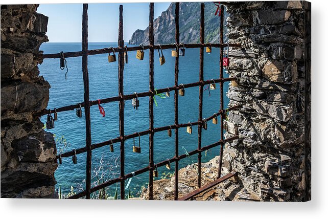 Cinque Terre Acrylic Print featuring the photograph Love Locks by David Downs