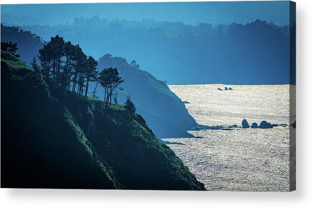 Light Acrylic Print featuring the photograph Misty Clifftop Seascape by Chris Lord