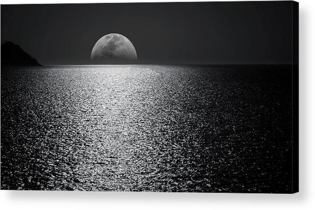 Moon Acrylic Print featuring the mixed media Moonlight Swim by Teresa Trotter