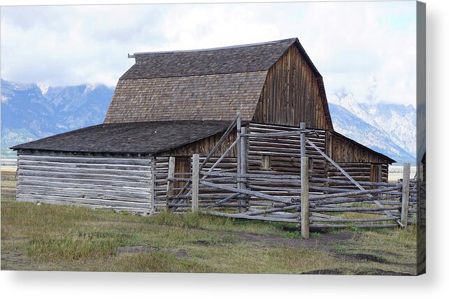 Moulton Barn Acrylic Print featuring the photograph Moulton Barn on Mormon Row 1223 by Cathy Anderson