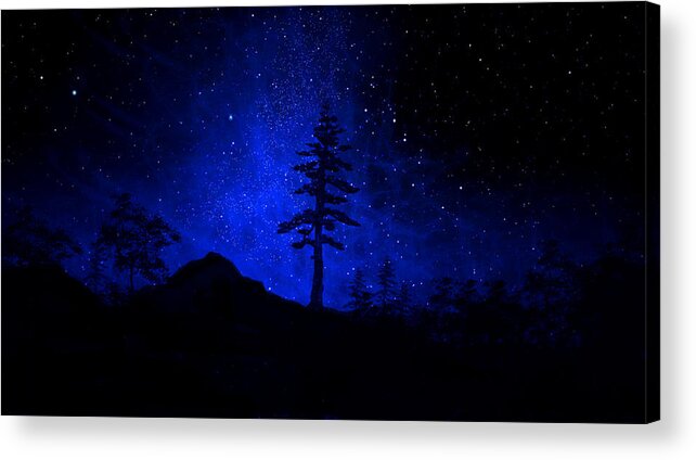 Big Tree Acrylic Print featuring the painting Mural Big Tree Silhouette by Frank Wilson