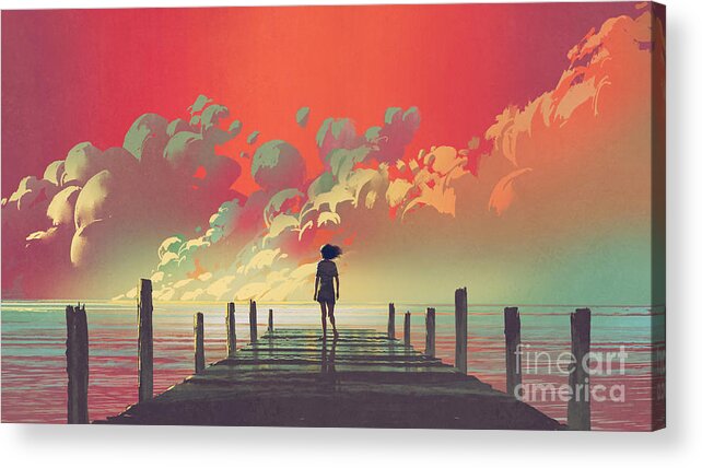 Illustration Acrylic Print featuring the painting My Dream Place by Tithi Luadthong