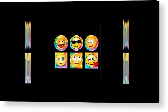 Emoji Acrylic Print featuring the mixed media My Little Friends Are Emoji People by Nancy Ayanna Wyatt