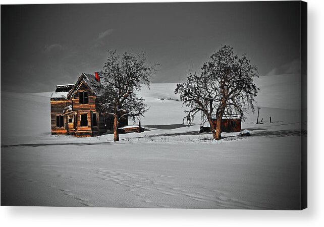  Acrylic Print featuring the digital art Nelson Homestead, winter 2018 by Fred Loring