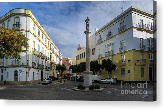 Seafront Acrylic Print featuring the photograph Old Cadiz Center Street Blue Sky Andalusia by Pablo Avanzini
