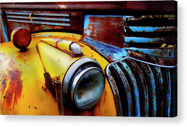 Truck Acrylic Print featuring the photograph Old Chev truck on Hwy 69 by John Bartosik