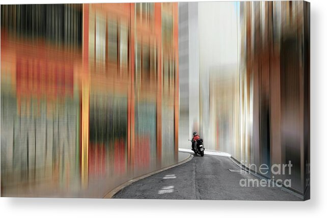 Valencia Acrylic Print featuring the photograph Old Town, Valencia, Spain, Motorcycle by Philip Preston
