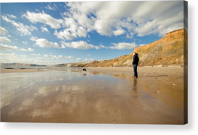 Tranquility Acrylic Print featuring the photograph One man and his dog by s0ulsurfing - Jason Swain