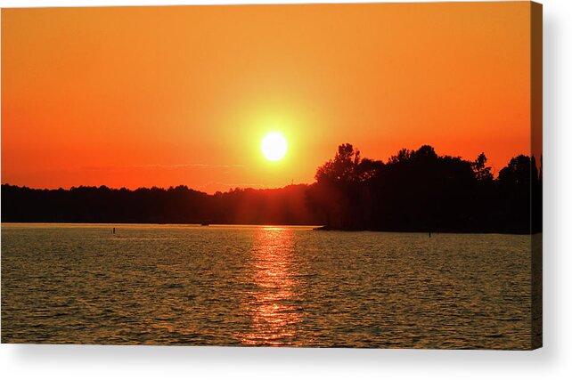 Lake Acrylic Print featuring the photograph Orange Lake Evening Time by Ed Williams