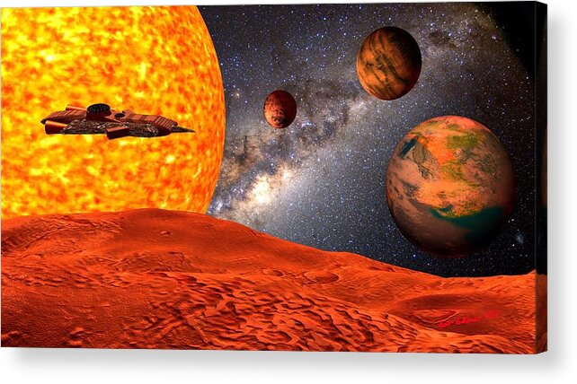 Digital Scifi Acrylic Print featuring the digital art Other Worlds by Bob Shimer