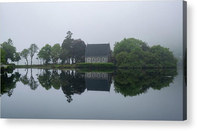County Cork Acrylic Print featuring the photograph Panoramic St. Finbarr's Church oratory , Gougane Barra Ireland by Michalakis Ppalis