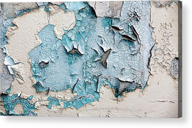 Peeling Paint Antigua Blue Off-white Acrylic Print featuring the photograph Peeling Paint in Antigua by David Morehead